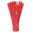 thumbnail image 2 of Paper Drinking Straws Red Polka Dot Biodegradable Paper Straws for Party Decorations Dessert Table Bar Drinks Birthday Celebrations 100 Pack, 2 of 9