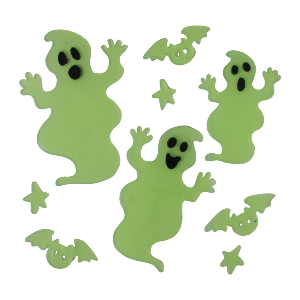 Glow In The Dark Ghost Halloween Gel Window Clings