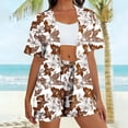 thumbnail image 4 of 2 Piece Sets for Women Summer,Womens 2 Piece Summer Outfits Abstract Print Open Front Kimono Blouse and Shorts Beach Vacation Outfits, 4 of 6