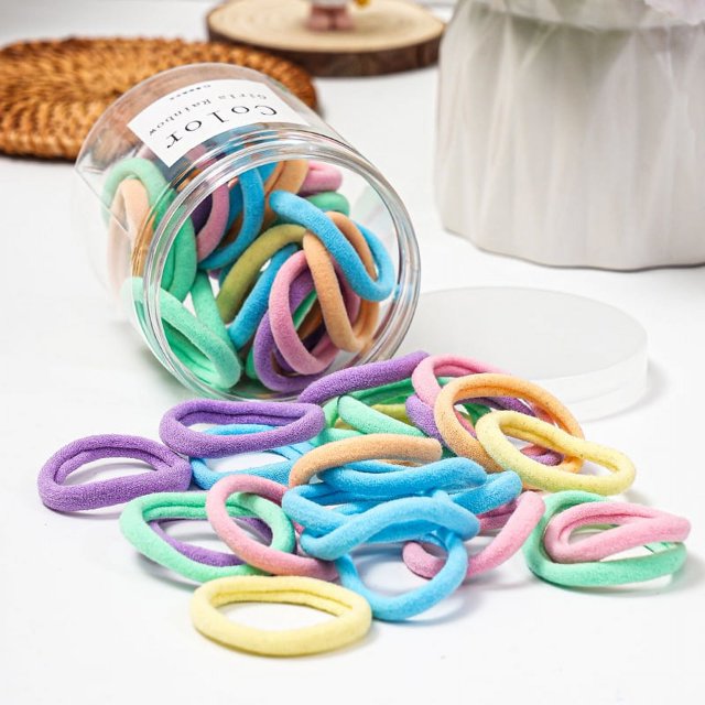 Anillo de toalla enlatado de color caramelo de 50 unidades, anillo para el cabello sin costuras y de alta elasticidad