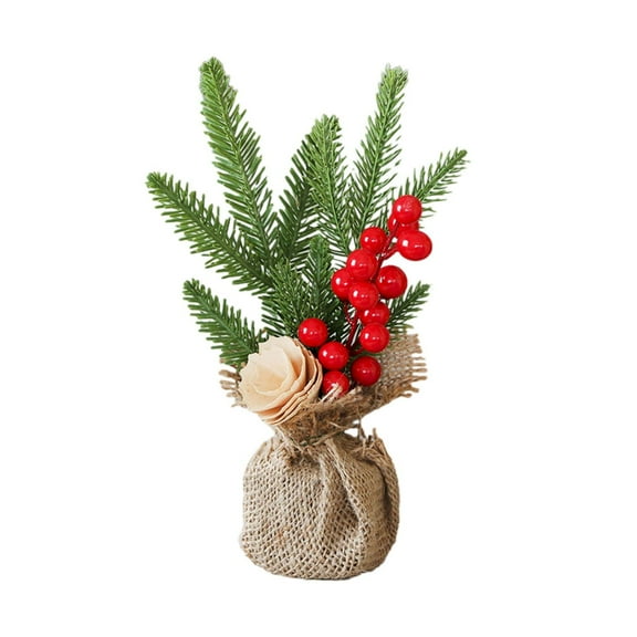 AUDeals Small Artificial Christmas Tree for Tabletop, Slim Pencil Mini Christmas Tree with Farmhouse Decor for Desk & Home