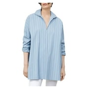 LAFAYETTE 148 Womens Blue Striped Long Sleeve Collared Tunic Top XL