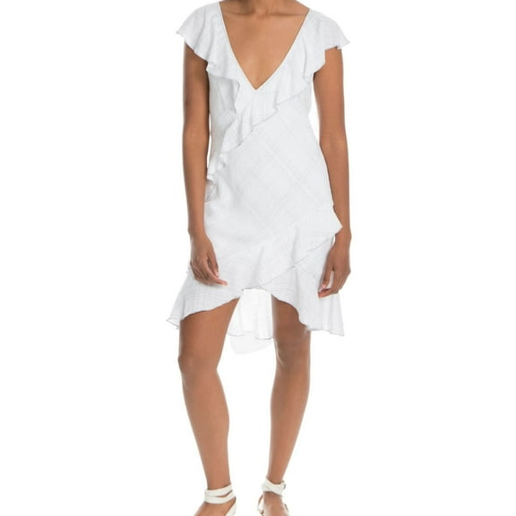 Max Studio London Womens Ruffled Trim Mini Dress, White, Medium