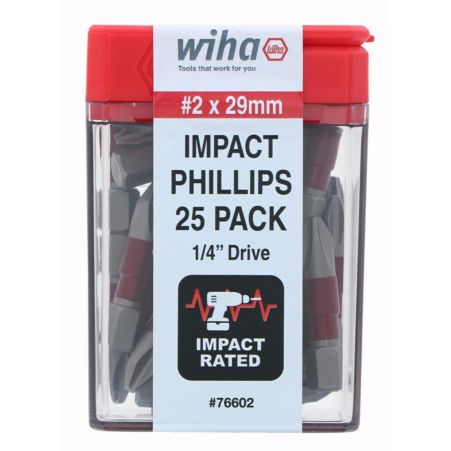 Wiha Tools 76602 Terminator Impact Insert Bit Phillips #2, Pack of 25 Bits