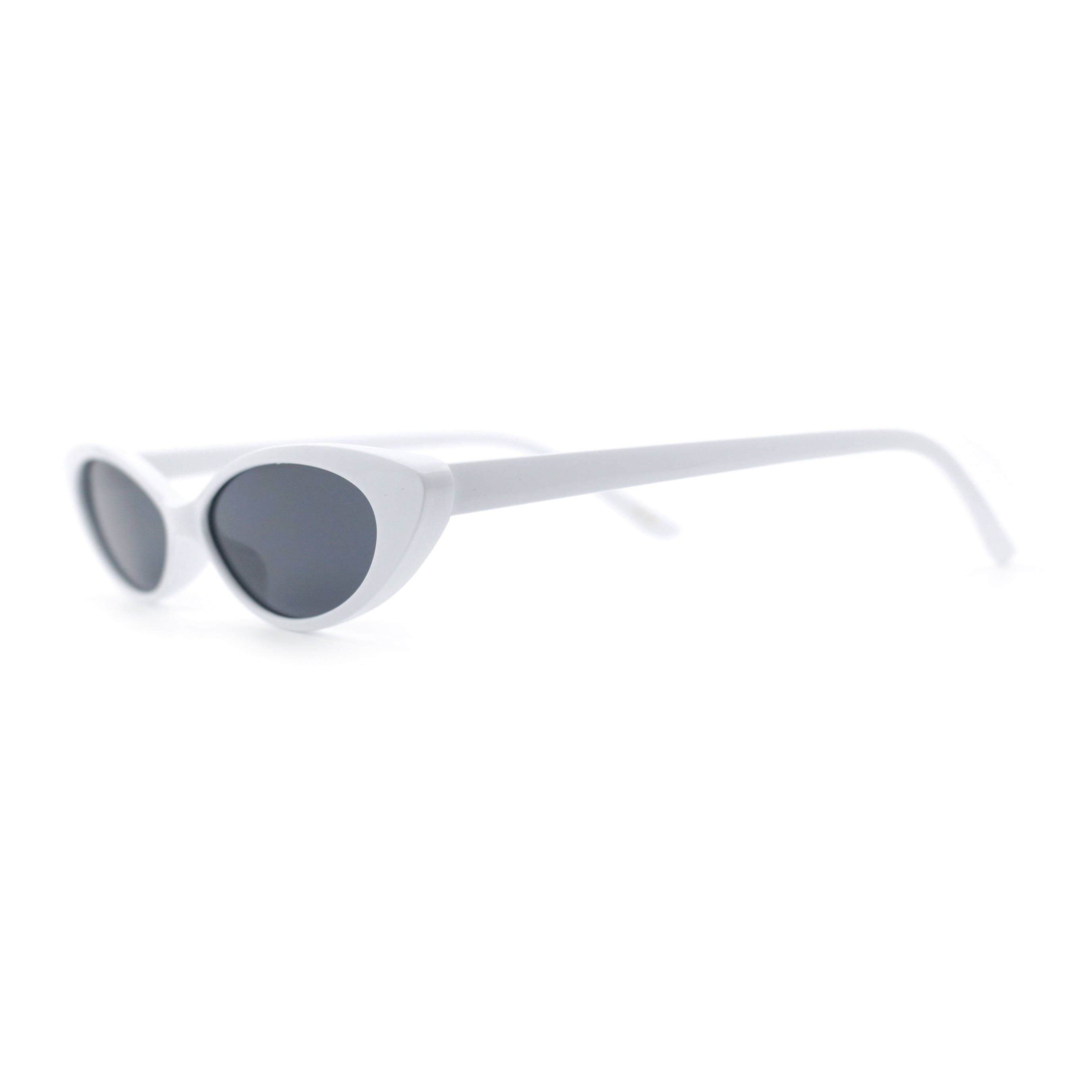 SA106 Women's Narrow Thin Cat Eye Retro Fashion Sunglasses, White, Black