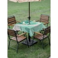 thumbnail image 4 of Outdoor Tablecloth with Umbrella Hole for Patio/Picnic/Party/Camping, Green Marble Waterproof Table Cloth Square Cover Washable, Summer Ocean Wave Green Ombre (54"x 54"), 4 of 8
