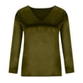 thumbnail image 4 of Womens Silk Satin Shirt Sexy Deep V Neck Blouse Long Sleeve Casual Spring Fall Shirt Loose Office Work Tops, 4 of 6