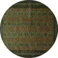 thumbnail image 1 of Ahgly Company Machine Washable Indoor Round Southwestern Turquoise Blue Country Area Rugs, 4' Round, 1 of 4