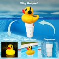 thumbnail image 2 of Difusor de cloro para piscina, dispensador de cloro flotante Difusor de cloro para piscina, cloro flotante para piscina con luz solar, soporte para dispensador de piscina grande 6 tabletas de 3" (pato, 2 of 5