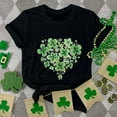 thumbnail image 2 of WREESH Womens Fashion St. Patrick's Day Casual Round Neck Short Sleeved T-Shirts Shamrocks Heart Printed Graphic Tees Summer Loose Fit Blouses Workout Tops Holiday Shirts Black, 2 of 4