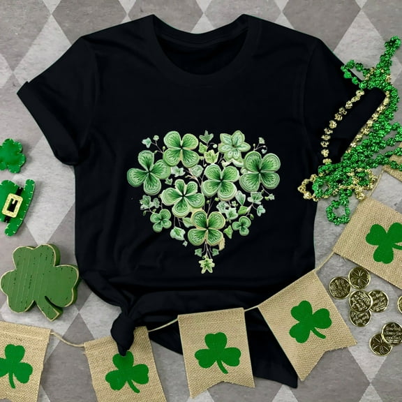 Patlollav Womens Plus Size Clearance Summer Tops Women Causal V-Neck Print Blouse Short Sleeve T-Shirt