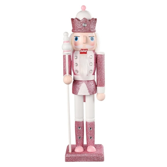 OUNONA Pink Wooden Nutcracker Puppet Decor for Desktop and Living Room