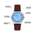 thumbnail image 3 of Bandini Womens Glow Watch - Leather Band - 28mm Analog Women's Easy to Read Wrist Watch with Light, Light Up Watches, Quartz, White Dial, Big Numbers, Glow in the Dark Hands - Silver Tone / Burgundy, 3 of 6