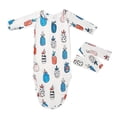 thumbnail image 2 of WIBACKER Baby Girls Boys Nightgowns Milk Silk Sleeper Bag Newborn Coming Home Outfits Floral Knotted Gown with Headband, 2 of 5