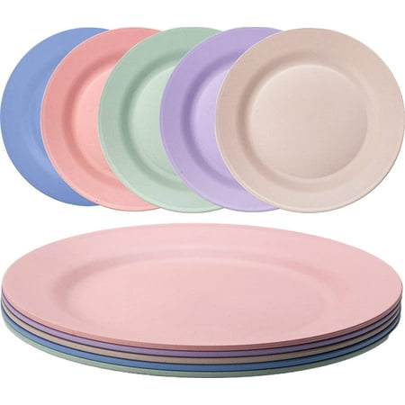 

Unbreakable Dinner Plates Set of 5 Dishwasher & Microwave Safe Plastic Plates Reusable Salad Plates Dessert Plates Snack Plates Picnic Plates Plastic Camping Plate Set Colourful - 10