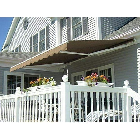 Aluminium Patio Doors And Windows MCombo 10'x8' Manual Retractable Patio Awning Sunshade Shelter Window Door Awning Commercial Grade - Quality 100% 280G Polyester Outdoor Canopy Aluminum Frame Brown ()