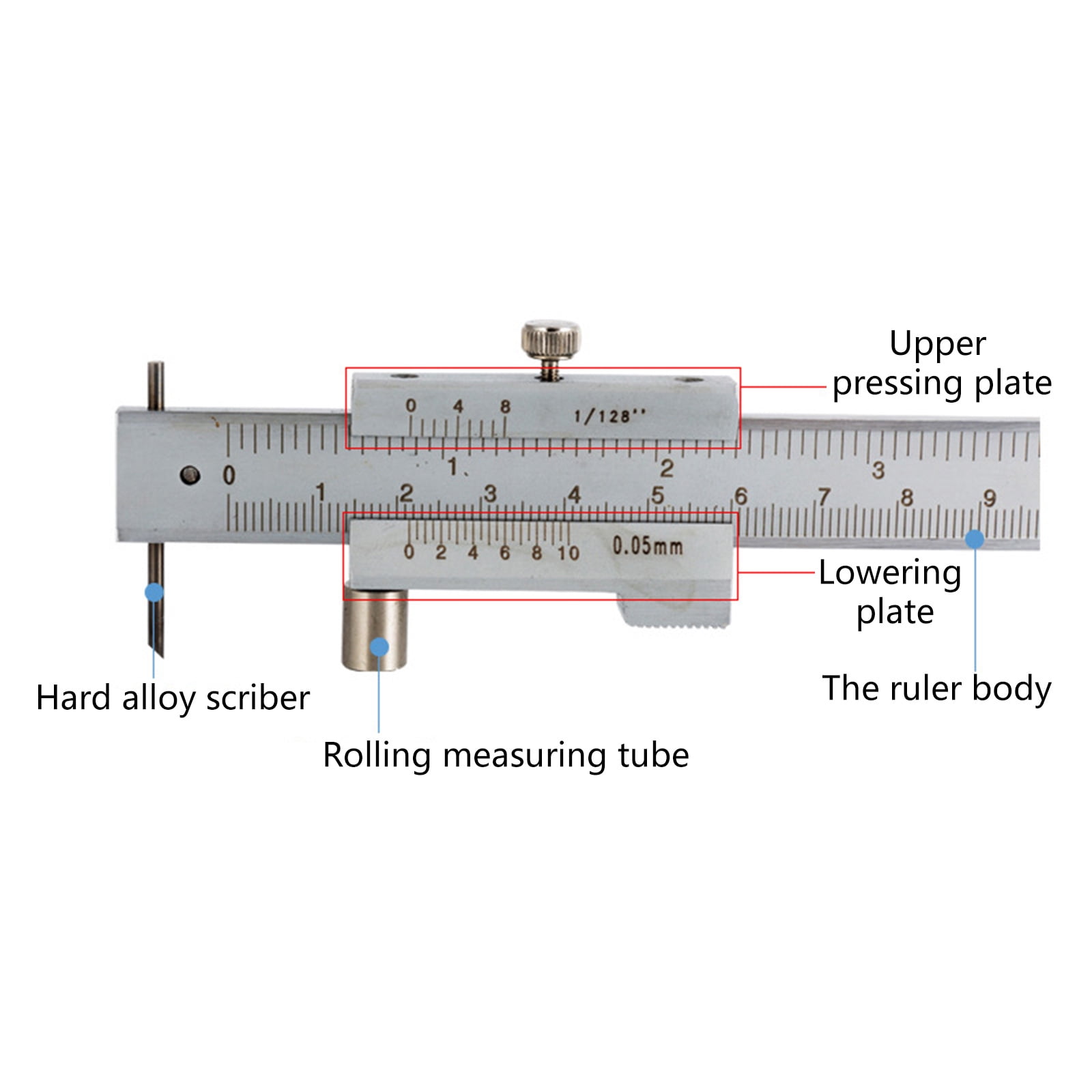 Portable High Accuracy Caliper Stainless Steel 200/300mm Scale for Technical Drawing Use
