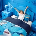 thumbnail image 3 of meiyoeat Cute Cartoon Shark Twin Duvet Cover For Boys,Watercolor Ocean Theme Twin Bedding For Kids,Navy Blue Reversible,2pcs(No Comforter), 3 of 6