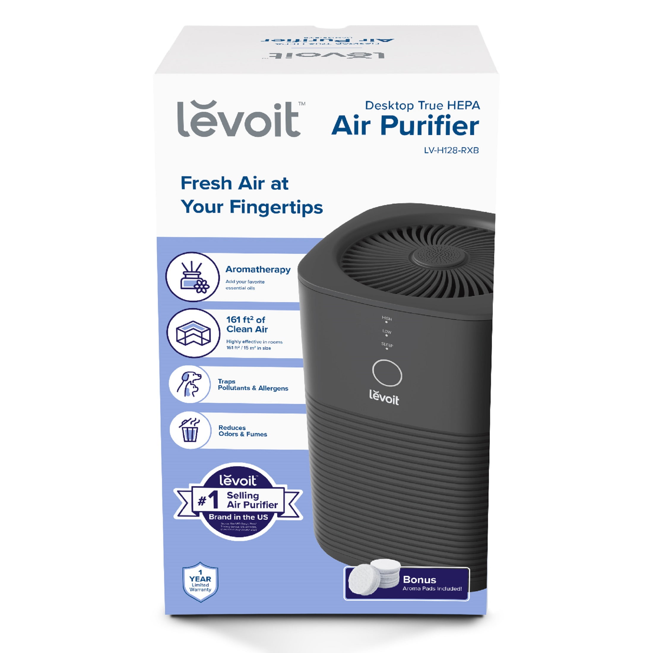 LEVOIT Air Purifier for Home Bedroom, 1 Pack, White & Air Purifier LV-H128  Aroma Pads 12pack Essential Oil Replacement