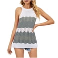 thumbnail image 2 of SMihono Hauts pour Femmes Débardeur Mode Décontractée Tricot Bloc de Couleur Col Rond Débardeurs pour Femmes Hauts d'Été pour Femmes, 2 of 8