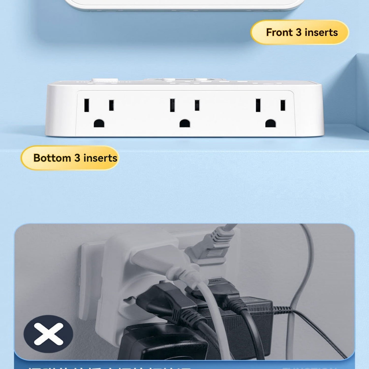 BEISHINK Comes With a Digital Clock Socket Extender, 6 Socket Surge Protectors, and 3 USB-A Ports (3 USB C) Wall Chargers, Suitable for Power Boards in Homes, Offices, and Dormitories