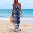 thumbnail image 4 of JULMCOMO Jumpsuits for Women Boho Floral Print Square Neck Vintage Summer Rompers Wide Leg Loose Fit Casual Jumpsuits with Pockets Navy 2XL, 4 of 4