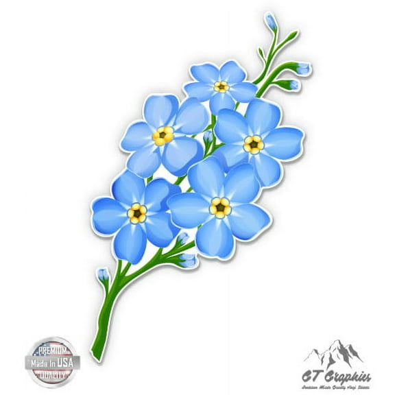 Forget Me Not Flower - 3" Vinyl Sticker - For Car Laptop I-Pad Phone Helmet Hard Hat - Waterproof Decal