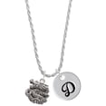 thumbnail image 1 of Delight Jewelry Silvertone Chinese Dragon Silvertone Script Initial Disc - D - Charm Necklace, 20"+3", 1 of 4