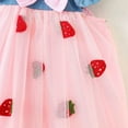 thumbnail image 4 of WOYY Toddler Girls Summer Strawberry Print Denim Mesh Dress with Flutter Sleeves, Sizes 3M-4T, 4 of 7