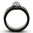 thumbnail image 3 of New Stainless Steel Black AAA CZ Cluster 3-Piece Wedding Ring Set Size 7, 3 of 4