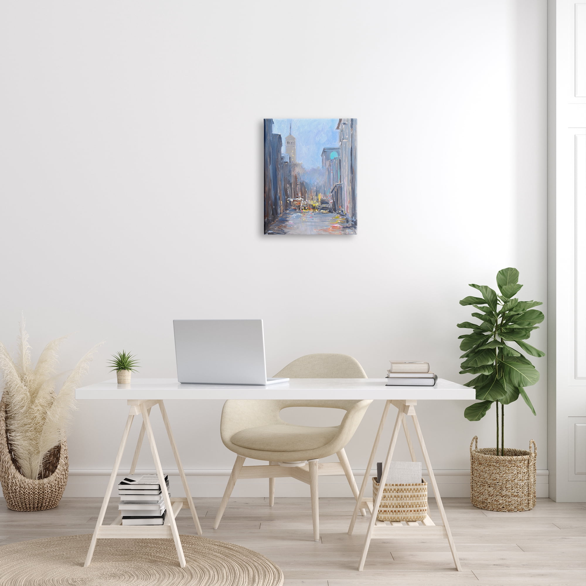 Stupell Industries Abstract Rainy City Reflections Tall Urban Buildings Painting Gallery Wrapped Canvas Print Wall Art, Design by Allayn Stevens