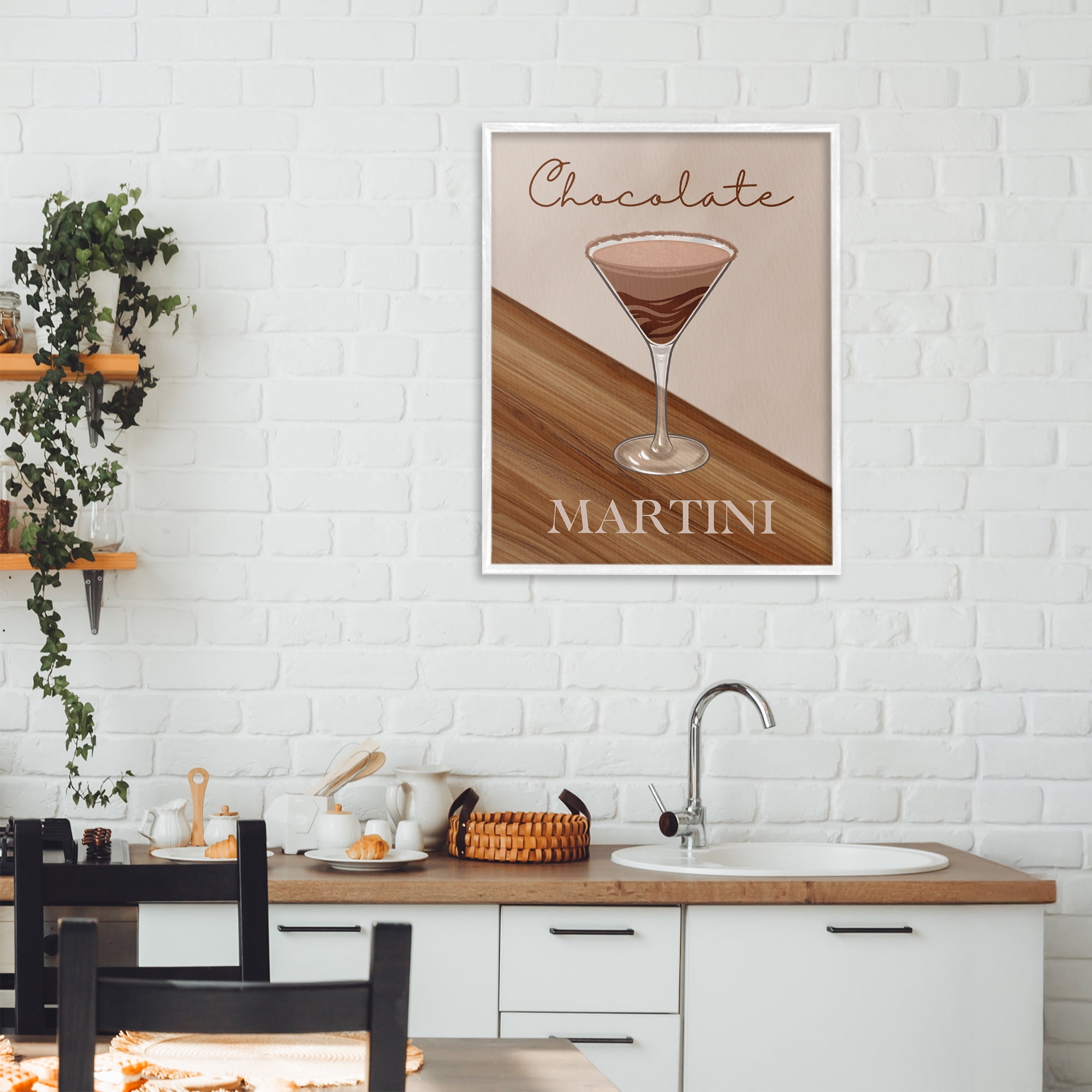 Stupell Industries Chocolate Martini on Brown White Framed Giclee Art, design by Marcus Prime