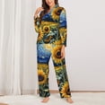 thumbnail image 2 of Vsdgher Starry Sky Sunflower Pajamas Set Long Sleeve Sleepwear Womens Button Down Nightwear Pj Sets-X-Large, 2 of 7