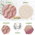 thumbnail image 4 of Yayeee 6 PCS Drink Coasters with Holder Set Woven Absorbent Round Tabletop Hot Pad, Pink Brown Pattern, 4 of 7
