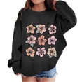 thumbnail image 1 of MEZZALL Chandail en Molleton Graphique pour Enfants Fille Col Rond Manches Longues Imprimé Floral, Noir, 10-11 Ans, 1 of 4