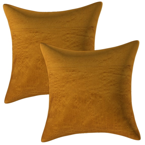 Stylo Culture Ethnic Couch Throw Pillow Covers 16x16 Solid Gold Modern 40cm x 40cm Home Decor Accent Pillowcase Polydupion Solid Square Cushion Covers | Set Of 2
