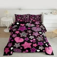 thumbnail image 2 of Homewish Boys Girls Love Heart Print 3 Pieces Queen Comforter Set,Animal Zebra Leopard Print Ultra Soft Bedding Sets,Kawaii Pink Bow Bedding Comforter Set Breathable,Ultra Soft Home Decor, 2 of 8