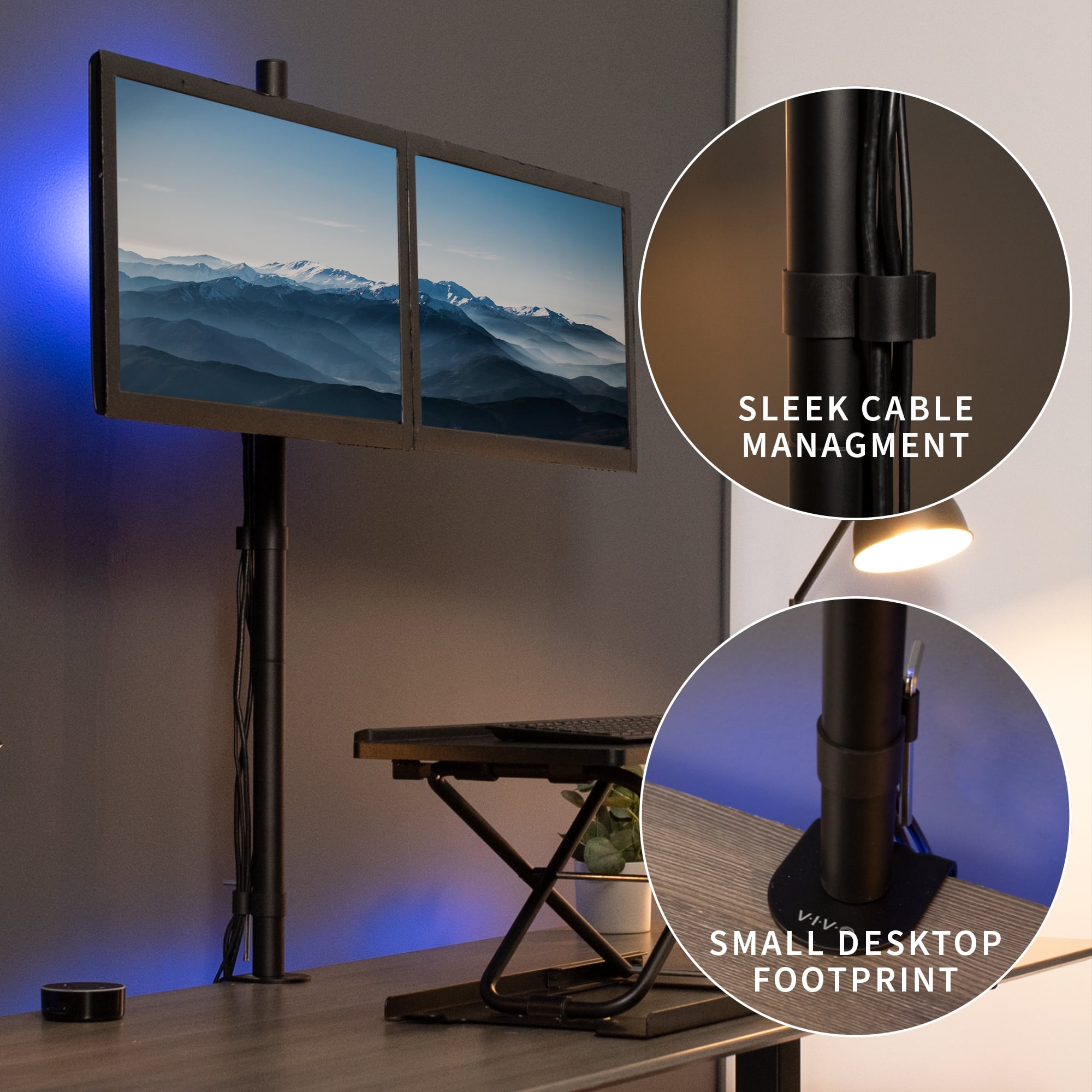 VIVO Dual Monitor Desk Mount Extra Tall Adjustable Stand for up to 27" Screens