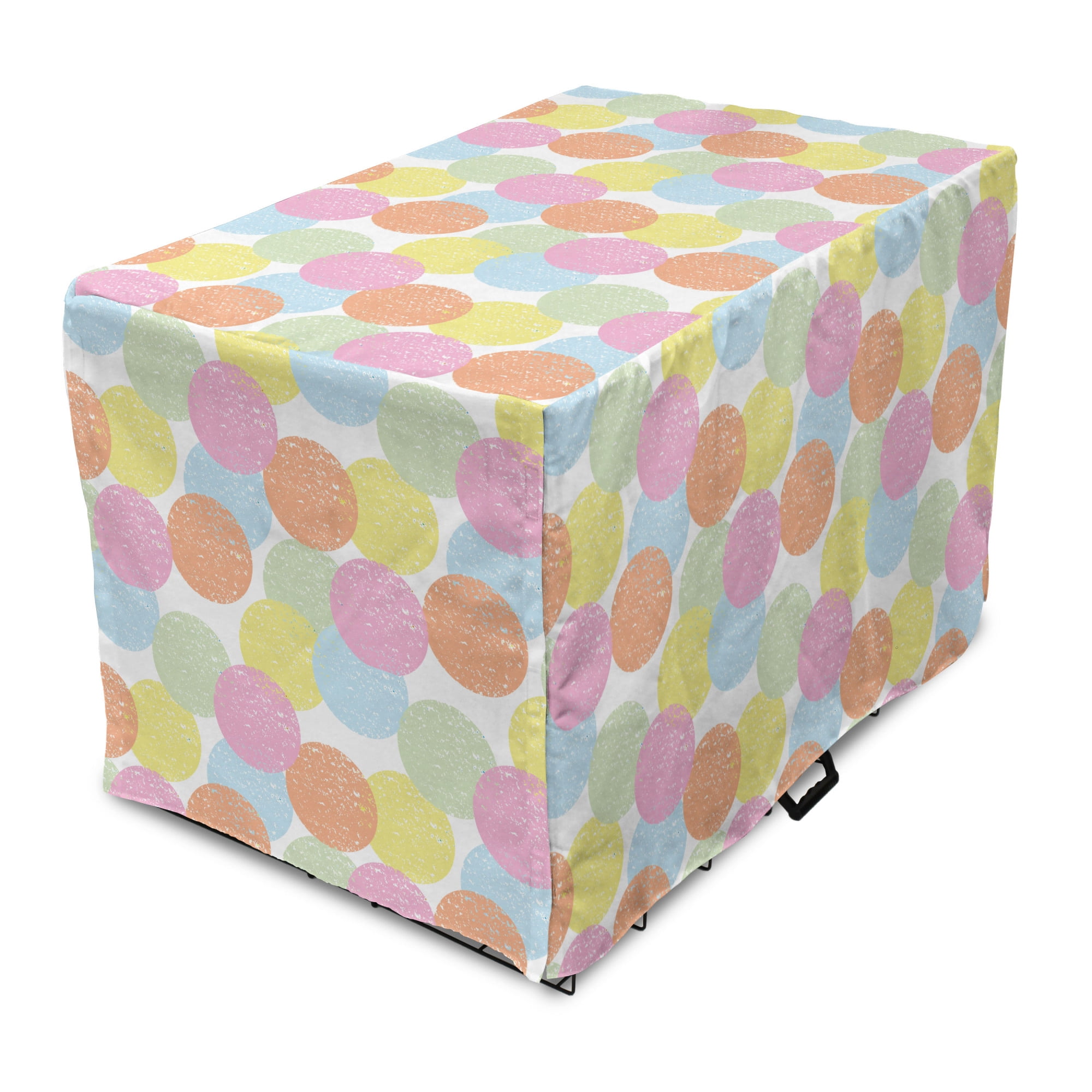 Geometric Dog Crate Cover, Circular Motifs Pastel Tones Overlapping