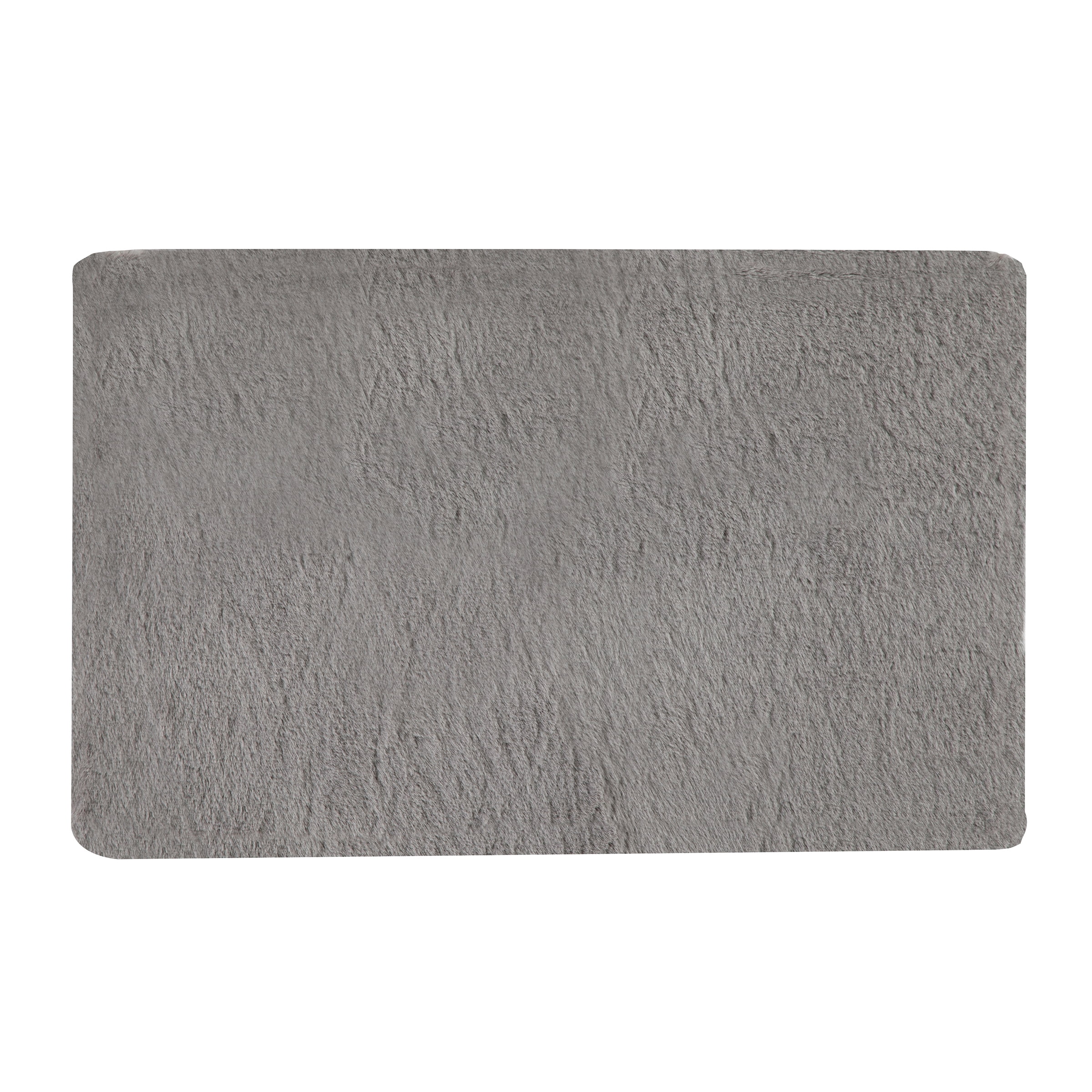 Home-Complete 21x34 Small Faux Fur Bath Mat for Hallway or Kitchen, Machine Washable Nonslip Rug, (Gray)