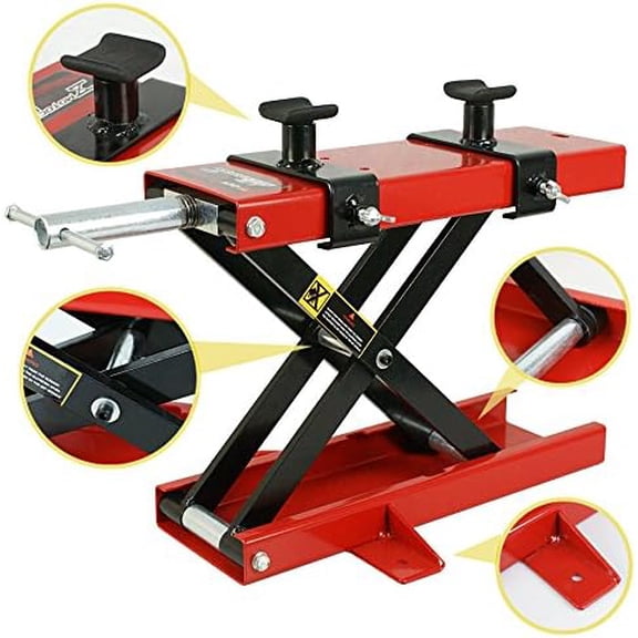 1100 lb Motorcycle Jack - 3.9-20.5" Lift Range, Steel Construction & Removable Crank/Adapters