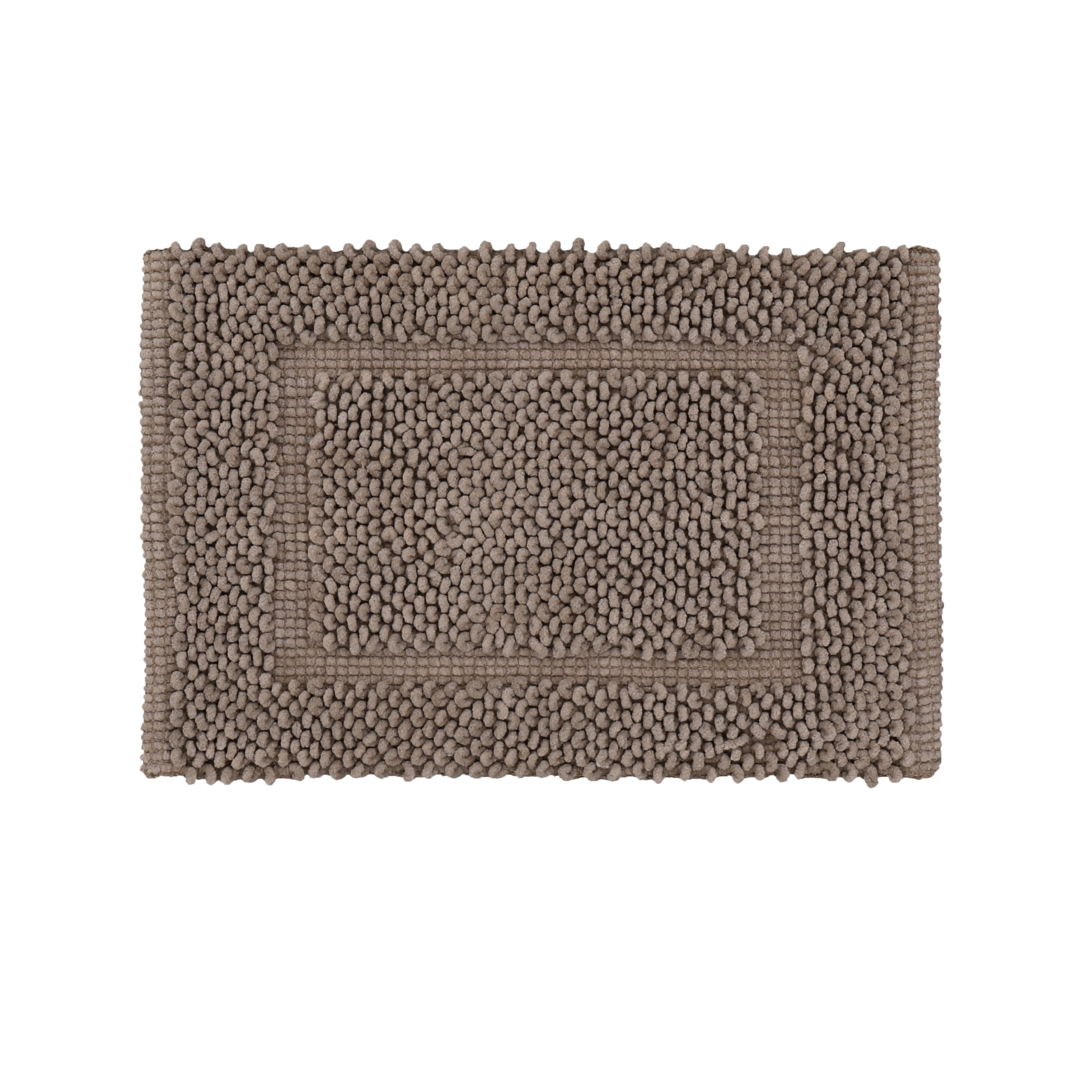 Jean Pierre New York Sophie Border 100% Cotton Bath Mat - Non-Slip Bath Rug - Brown Cappuccino - 17" x 24"