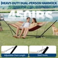 thumbnail image 2 of Memoryfield Double Hammock with Stand & Pillow, 450 lb Capacity, Balance Rope, Outdoor Patio Backyard, Yellow, 2 of 8