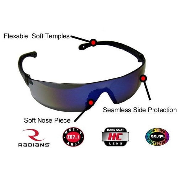 Radians RS1-70 Rad-Sequel Blue Mirror Glasses ANSI Z87.1 Standards