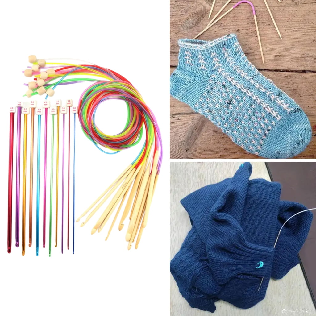 Geemin 23 Pcs Colourful Tunisian Crochet Hook with Rope Afghan Long Crochet Hooks