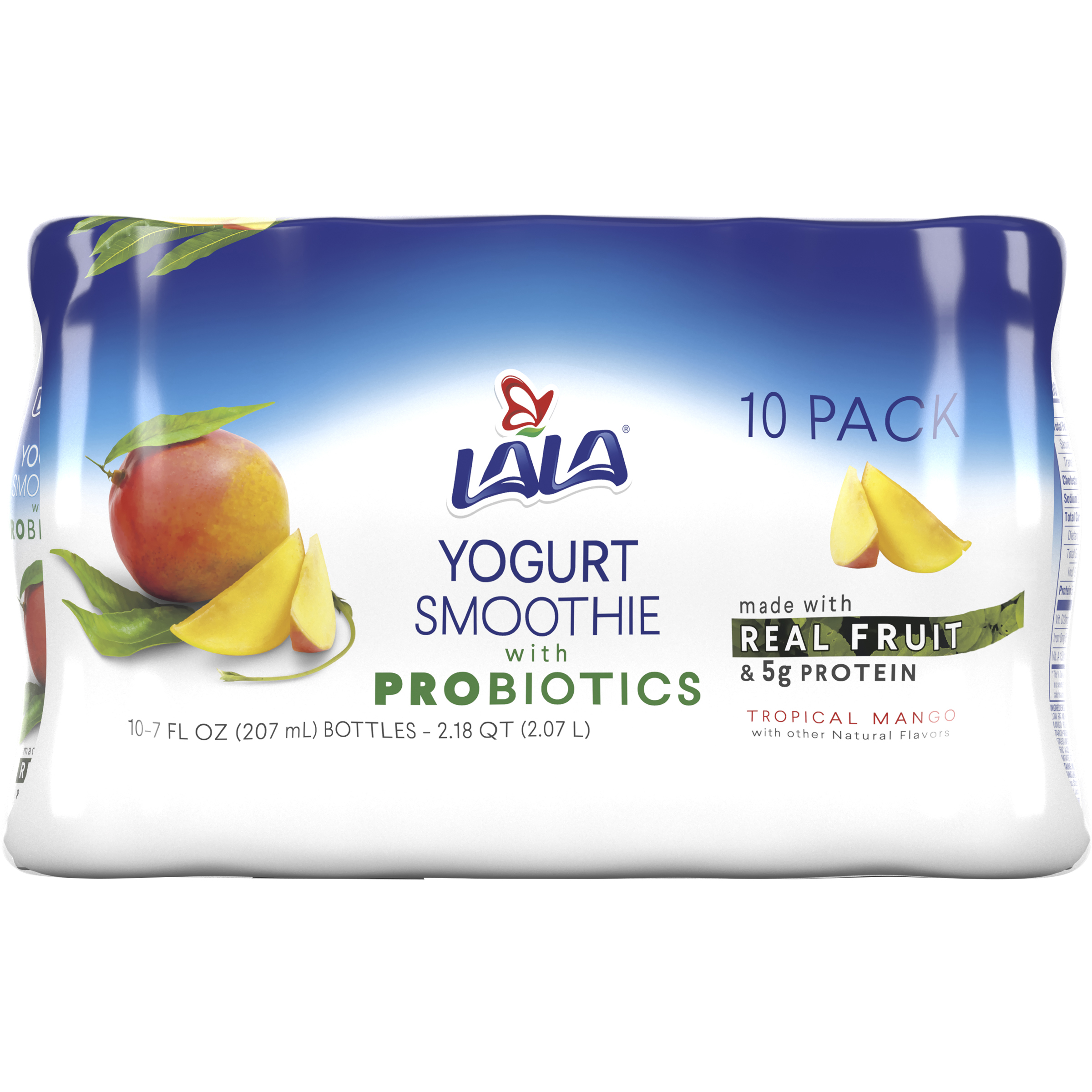 LALA Drinkable Yogurt Smoothie with Probiotics, 5g of Protein, Tropical Mango, 7Ounce Bottles