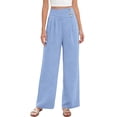 thumbnail image 3 of Tqcoqu Wide Leg Pants for Women Comfy High Waisted Summer Flowy Lounge Pant Trendy Vacation Clothes,Sky Blue,Women's S-XXL, 3 of 10