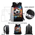 thumbnail image 4 of Jeiento Football Backpack and Lunch Bag Set for Boys 6-7 8-9 Kids Bookbag with Lunch Box Pencil Case 3 IN 1 Set Primary School Bag for Kids Girls Splash Ink Backpacks, 4 of 7