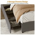 thumbnail image 3 of Full / Queen / King Platform Bed Frame with 4 Storage Drawers, Fabric Upholstered, No Box Spring, Wooden Slats, Noise Free, Easy Assembly, Dark Grey, 3 of 8
