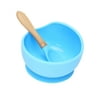 Grofry Baby Silicone Spoon Bowl Set with Suction Cup Eating Training Anti-slip Dinnerware for Children